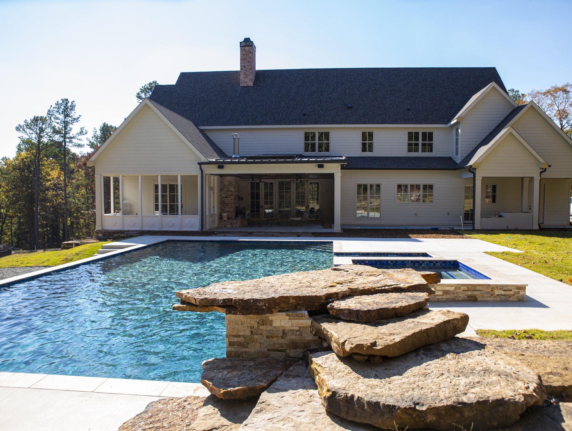 Stone Steps & Custom Pool